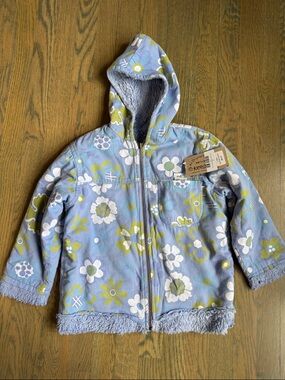 Girls' Floral Hooded Puffer Jacket in Light Blue